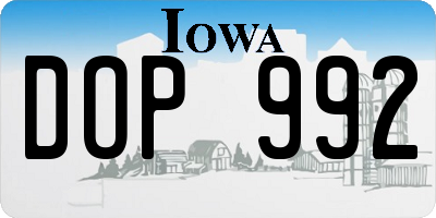 IA license plate DOP992