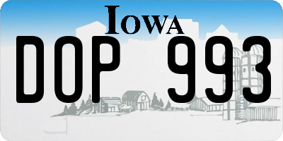 IA license plate DOP993