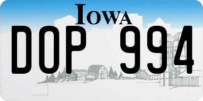 IA license plate DOP994