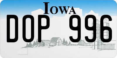 IA license plate DOP996