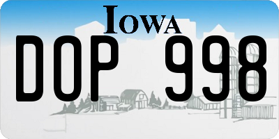 IA license plate DOP998