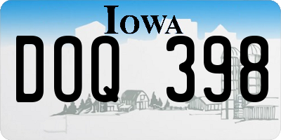 IA license plate DOQ398