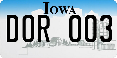 IA license plate DOR003