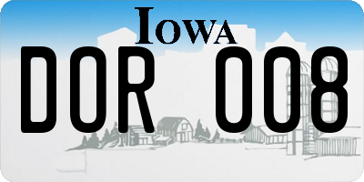 IA license plate DOR008