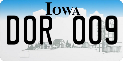 IA license plate DOR009