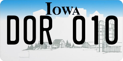 IA license plate DOR010