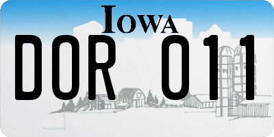 IA license plate DOR011