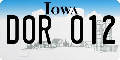 IA license plate DOR012