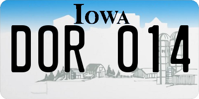 IA license plate DOR014