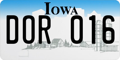 IA license plate DOR016