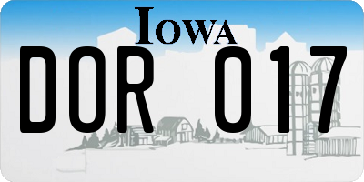 IA license plate DOR017