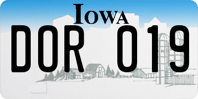 IA license plate DOR019