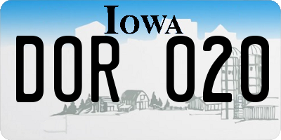 IA license plate DOR020
