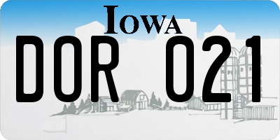 IA license plate DOR021