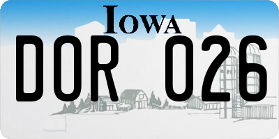 IA license plate DOR026