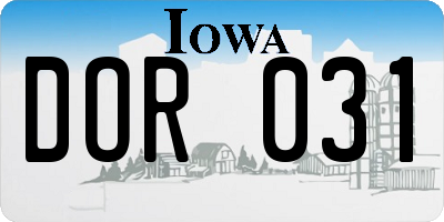 IA license plate DOR031