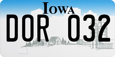 IA license plate DOR032