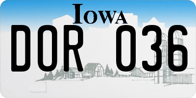 IA license plate DOR036