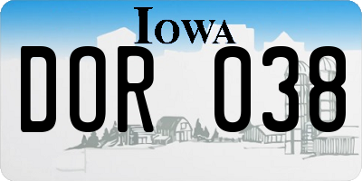 IA license plate DOR038