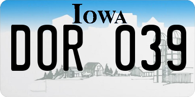 IA license plate DOR039