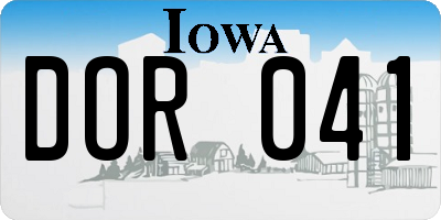 IA license plate DOR041