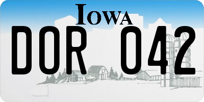 IA license plate DOR042