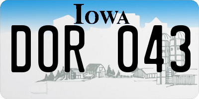 IA license plate DOR043