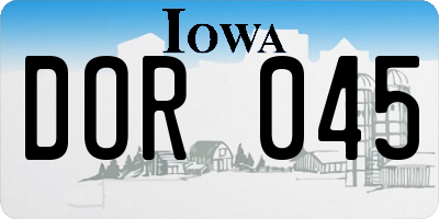IA license plate DOR045