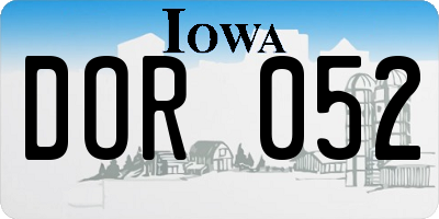 IA license plate DOR052