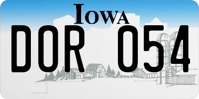 IA license plate DOR054