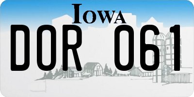 IA license plate DOR061