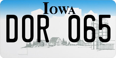 IA license plate DOR065