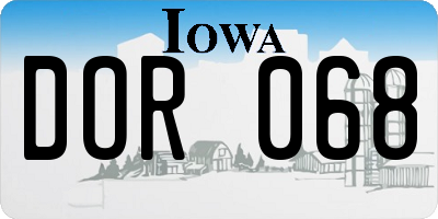 IA license plate DOR068