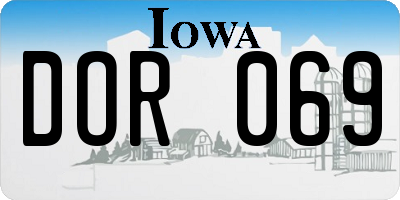 IA license plate DOR069