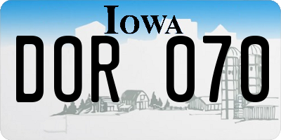 IA license plate DOR070