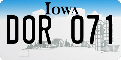 IA license plate DOR071