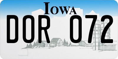 IA license plate DOR072