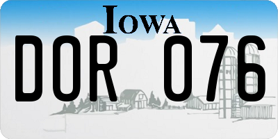 IA license plate DOR076