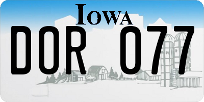 IA license plate DOR077