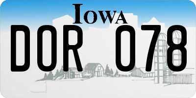 IA license plate DOR078