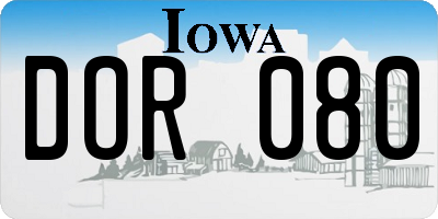 IA license plate DOR080