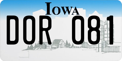 IA license plate DOR081