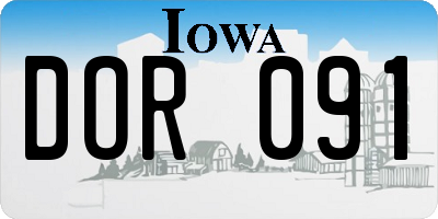 IA license plate DOR091