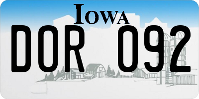 IA license plate DOR092