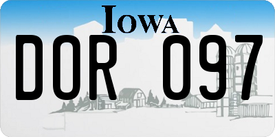 IA license plate DOR097