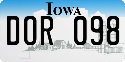 IA license plate DOR098
