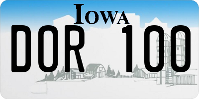 IA license plate DOR100