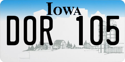 IA license plate DOR105