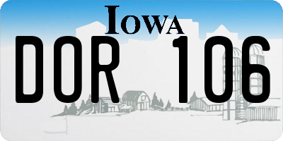 IA license plate DOR106