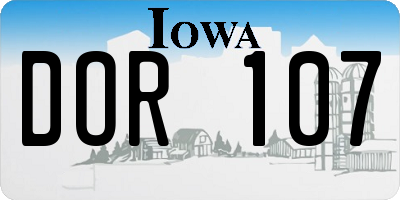 IA license plate DOR107